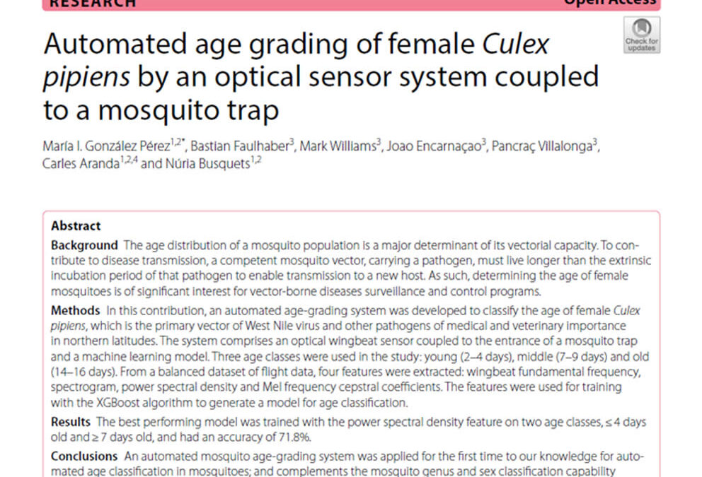 Automated age grading mosquitoes